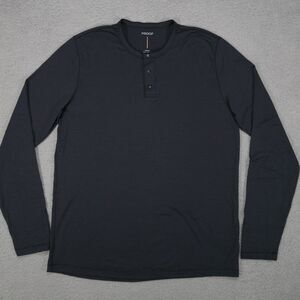 Huckberry Proof Shirt Mens Medium Henley Gray Merino Wool Nylon Stretch